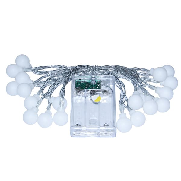 LED-ljusslinga, runda bollar, liten slinga, batteridriven, jul