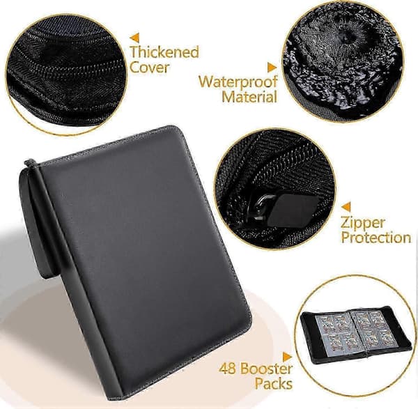 Booster Pack-mappe, rummer 48 Booster Packs, 4-lommers Booster Pack-holder med 12 sider, Display Protector