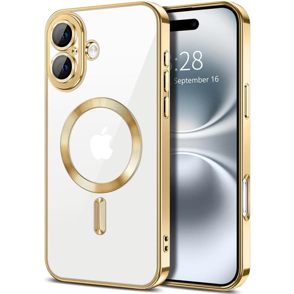 iPhone 16 Case - Metallic Case with Magnetic Compatibility, Slim Design - Gold gold gold gold