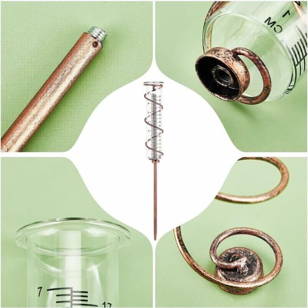 17 cm spiralglasregnmåler metalramme udendørs have regnmåler bronze jernrør glasregnmåler til have