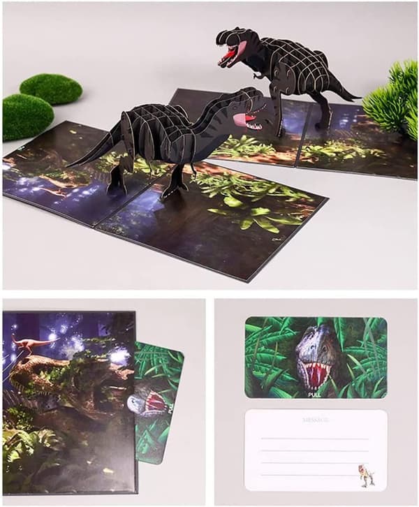 Bursdagskort Gave til foreldrene dine (Tyrannosaurus), venner og elskere, 3D Pop-up Gratulasjonskort -