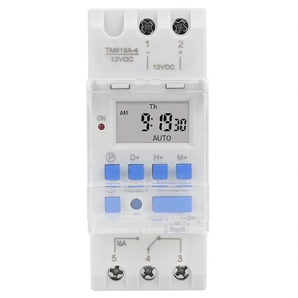 Uketimer 12V DC 16A LCD-skjerm med nedtellingsfunksjon utskiftbart batteri