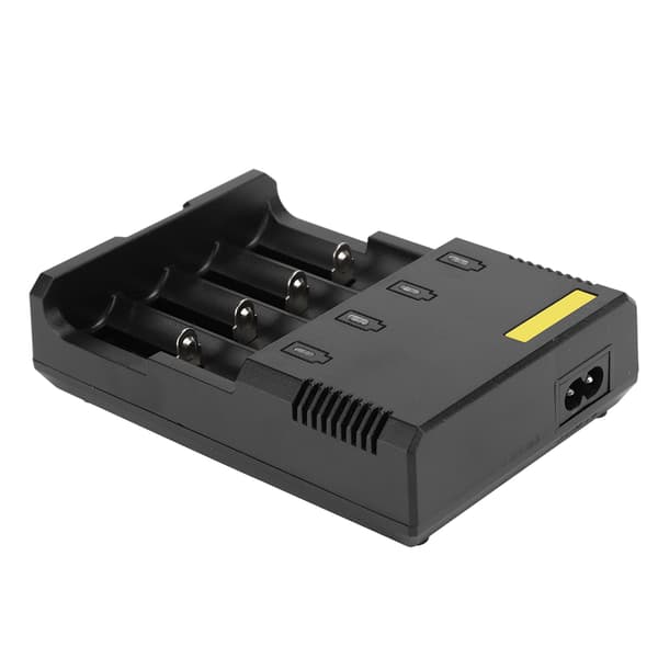 4-bånds ABS-batterioplader med LED-display, beskyttelse mod omvendt polaritet 100-240V US