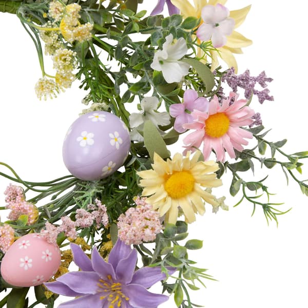 45 cm Easter Wreath with Pastel Eggs Front Door Artificial Easter Egg Wreath Spring Door Wreath with Wildflowers and Pastel Eggs Home Easter Decoration