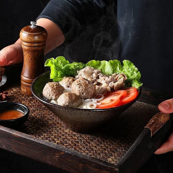 Japanese Ceramic Ramen Bowl with Matching Spoon and Chopsticks, Suitable for, Large Size