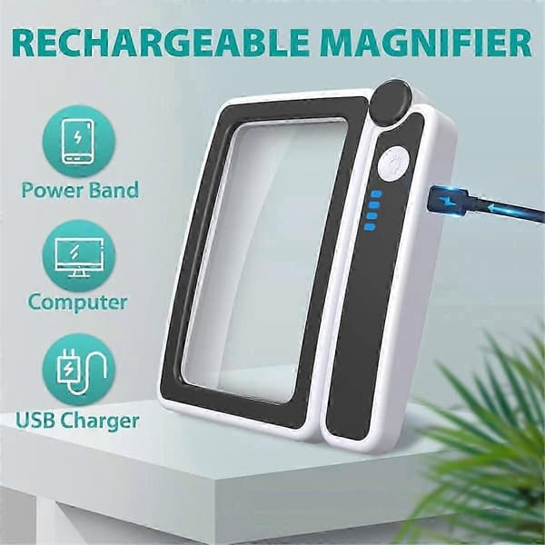 4X Magnifier with Light for Reading, Illuminated Magnifying Glass with 10 LED Foldable Handheld Magnifier for Seniors