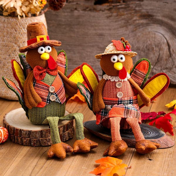 2 stk Thanksgiving-dekorasjon Kalkunformede ornamenter Ansiktsløse Tur