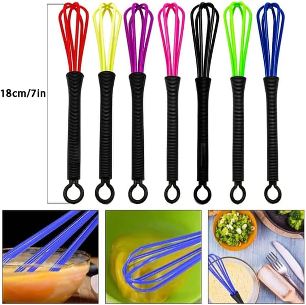 Mixer Tool, 7-piece Plastic Kitchen Whisk, Mini Plastic Whisk, Balloon Whisk, Whisk, Hairdressing, Plastic for Mixing/Whisking Kitchen Utensils