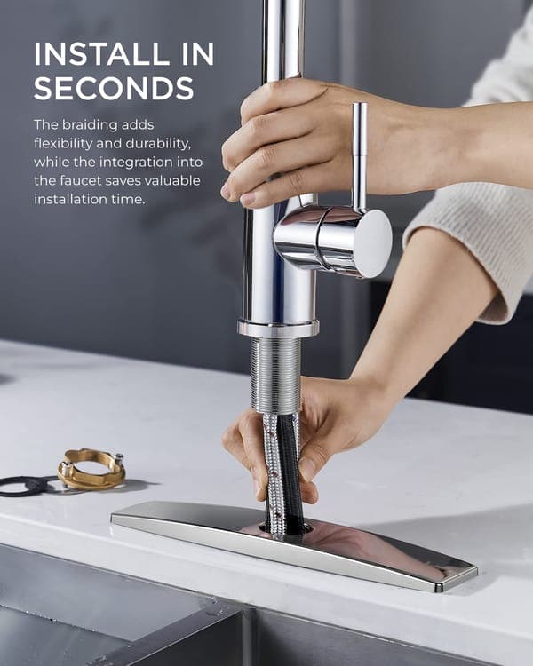 Kitchen Faucet - Pull-Out Spray Mixer in Stainless Steel, 3-in-1 Nozzle with Pull-Out Function_OF Silver S1 Silver S1