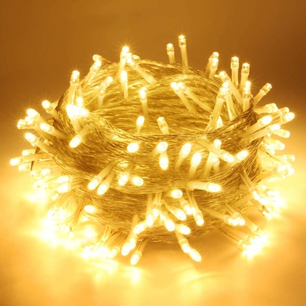 100M 600 LED Lysstreng, 8 Lystilstande, Karneval Bryllup Udendørs Indendørs Havebelysning, Stikkontakt Lysstribe (Varmt Hvid)