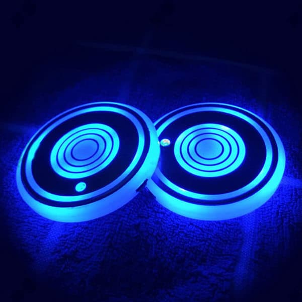 2 x LED-koppholder med lysdeksel, interiørbelysning, 7 farger, biltilbehør
