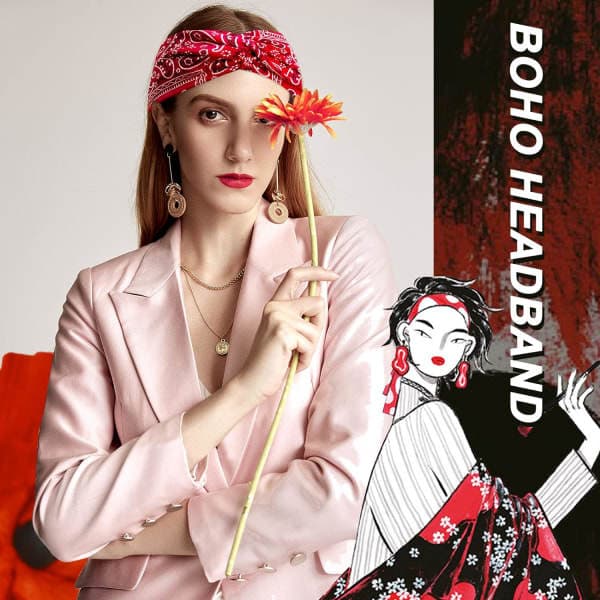 Sæt med 4 Hårbånd til Kvinder Boho Blomstret Stil Krydsede Hovedbånd W,ZQKLA