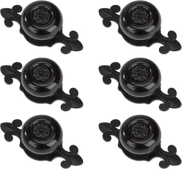 Round Cabinet Knob Vintage Ceramic Pull Handle with Screws for Cabinet Wardrobe Drawer Cupboard 6 Pcs Black
