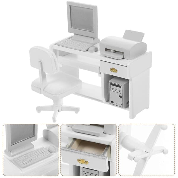 1 sett Mini Kontorleker Lite Hus Datamaskinmodell Miniatyr Kontorpynt for Barns Dukkehus