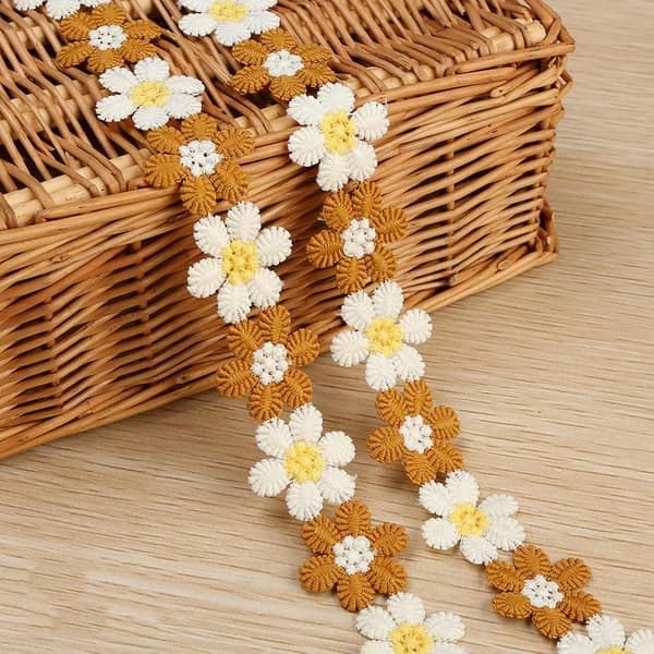1 st. Brun Blomma Spets Kant Broderad Spetsband Kant Trim Lac