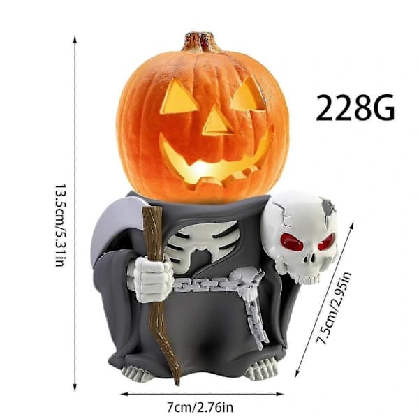 2025 Halloween Lysende Harpiks Gresskar Ridder Statue Festdekorasjon Hagepynt
