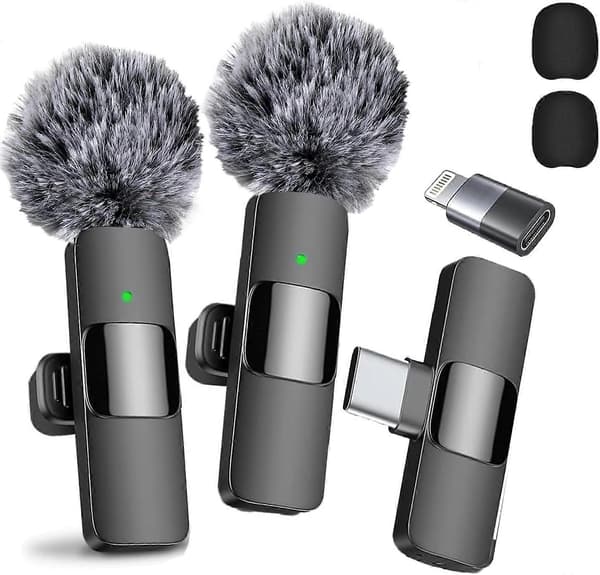 2024 Professionel Trådløs Lavalier Mikrofon 2-pak Støjreducerende Krystalklar Optagelse med USB-C til iPhone 15 Pro Max, iPad, Android (FMY) 1 sæt 1 set