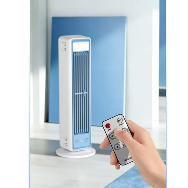 Bladeless Tower Fan for Wall Mount and Desk with 5-Speed USB-C, Oscillating Function, Remote Control and Soft Lighting for Home and Office
