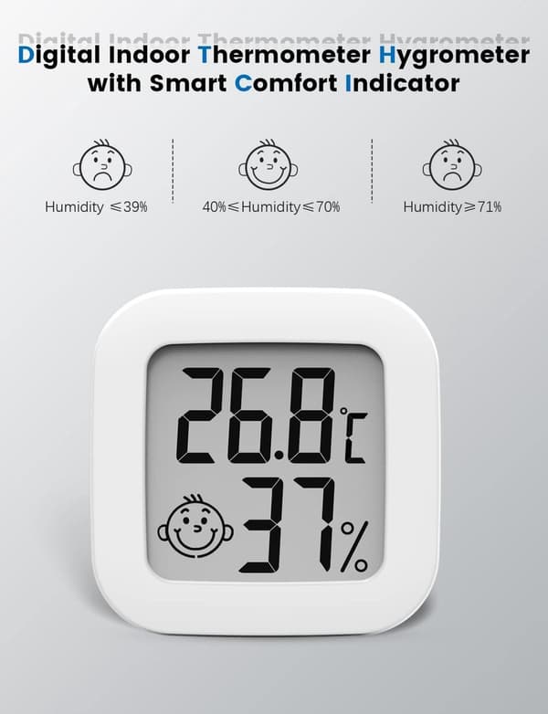 Mini Digitalt Innendørs Termometer - Værstasjon - Termometer - Høynøyaktig Temperaturmåler - Innendørs Termometer - Hygrometer