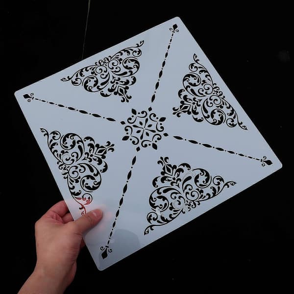 12 st Mandala-mallar för väggmålning, ritningsmallar, vägg- och golvmålning, DIY-mallar