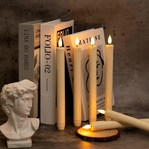 6-pack Battery Operated LED Candles with Remote Control and Timer, Flickering Warm White Light of Real Wax D B B