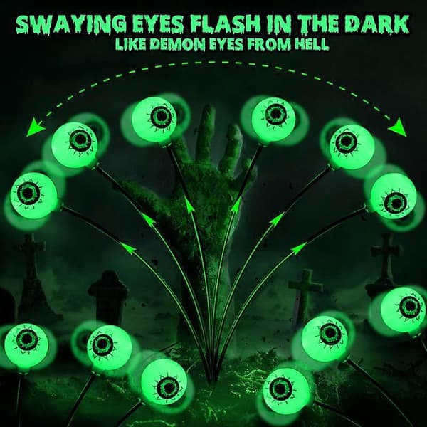 Solar Halloween-lyskæder, 2-pak 12 LED Halloween-øjne