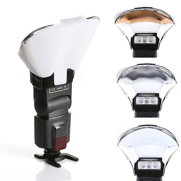 Universell Speedlight Blitslys Bounce Diffuser med 3 Farger Reflektorkort