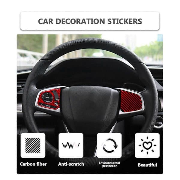 Red Carbon Fiber ABS Steering Wheel Button Switch Protection Trim Decor Sticker for 10th Gen 2016 2017 2