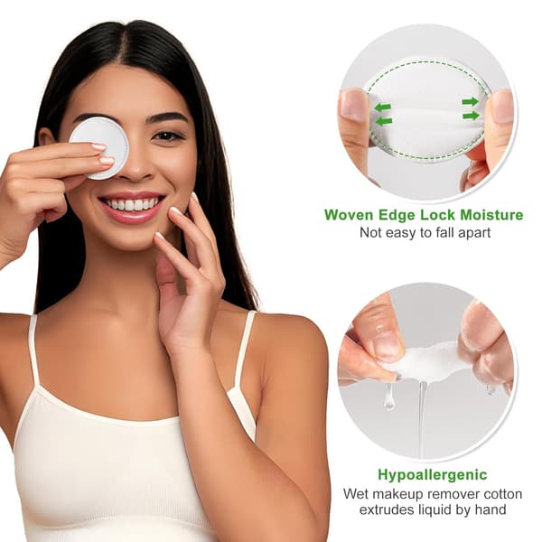 Cotton Pads for Face in Bulk (120 Count), Dual Texture, Soft, Lint Free Makeup Remover Pads, Hypoallergenic, High Absorbency