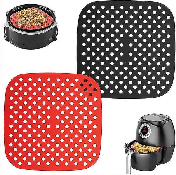 2 stk Silikon Airfryer Matter, Gjenbrukbare, 21,5 cm