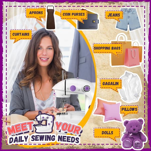 Portable Sewing Machine with Extendable Table and Lamp, Mini Handheld Sewing Machine with Improved Switch