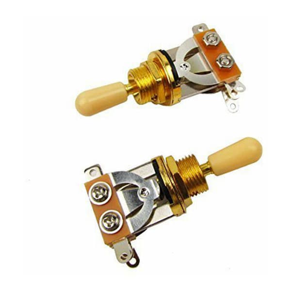 3-vägs kort rak omkopplare / pickupväljare för gitarr, elgitarr, guld och beige (2-pack)