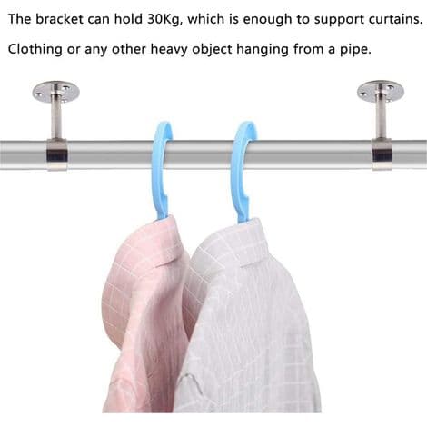 Curtain Rod Brackets, 8 Pcs Wardrobe Rod Supports, Ceiling Mounted Curtain Rod Brackets for Ceiling or Wall Surfaces, Suitable