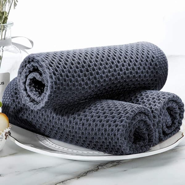 Set med 6 mörkgråa kökshanddukar, set med bomullstehanddukar Torchons 33x33 cm