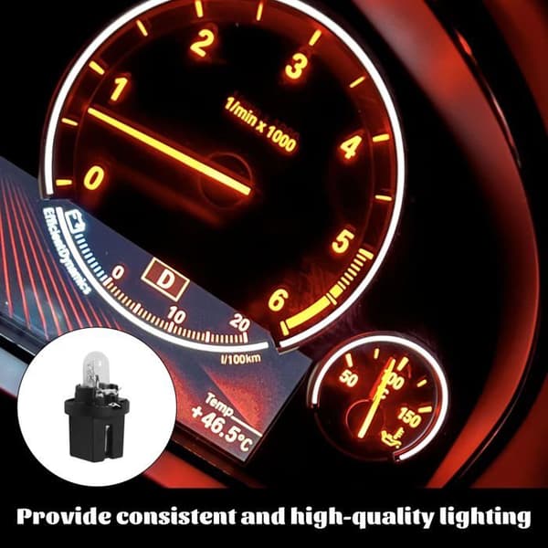 15 T5 B8.5D LED-pærer, lys gul - Dashbord/Sentral kontroll - Bilinteriør