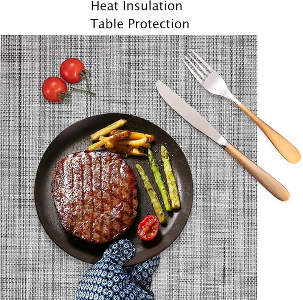 6 placemats - PVC table mats, washable, non-slip, insulated - for kitchen, dining room - 45*30 cm - Grey