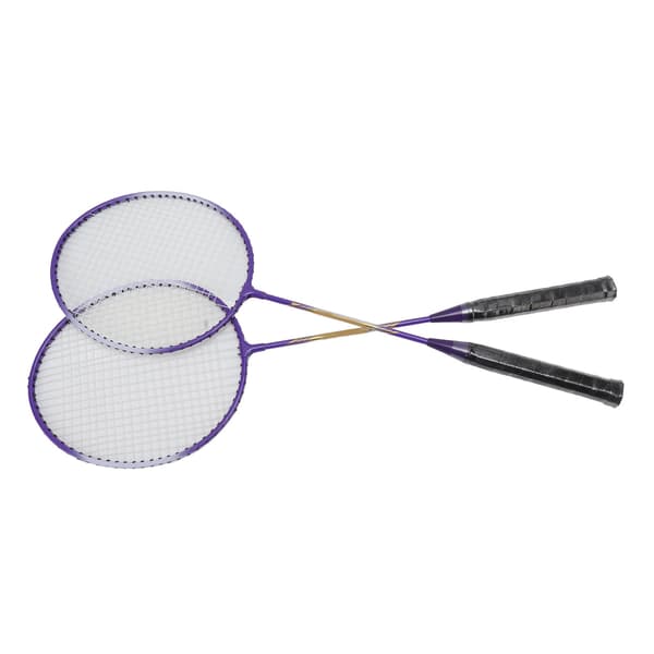 2 Pcs Iron Alloy Badminton Rackets with Non-Slip Handle, Purple Badminton Racket Set for Beginners, Students, Professionals