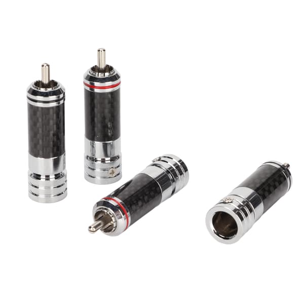 4 stk. RCA-stik forkromede videokabelforbindelser til højttalerudstyr med 9 mm tråddiameter