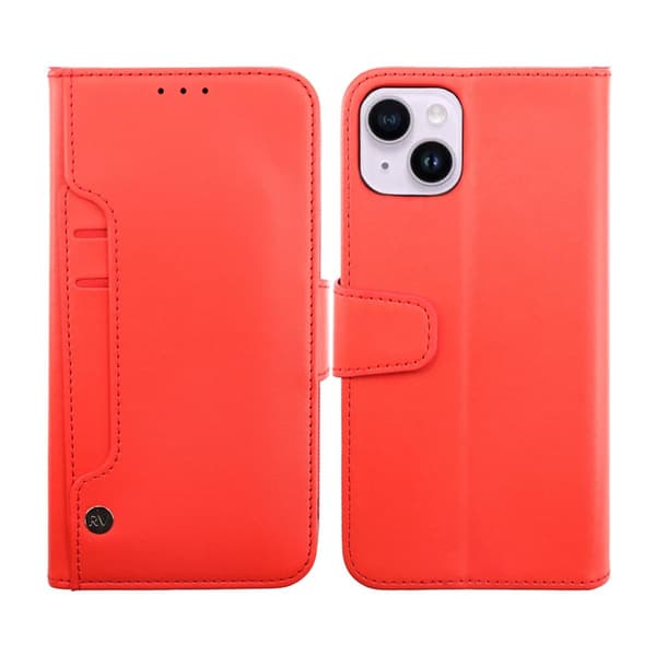iPhone 14 Plånboksfodral Extra Kortplats Rvelon - Röd Röd röd Röd red