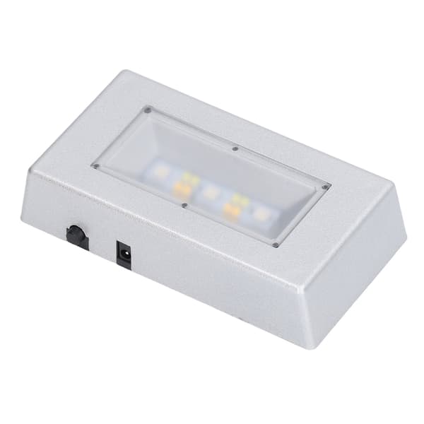 LED-skjermbase med flere moduser, sølv rektangulær LED-lysdisplaybase med USB-kabel for smykker og krystaller