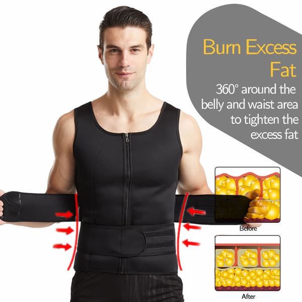 1-pack Men's Double Belt Vest Shapewear, Reinforced Sweat Rubber