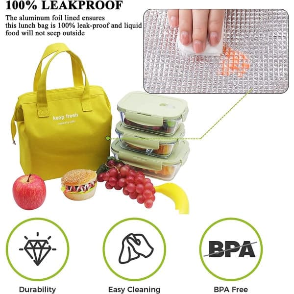 Insulated Lunch Bag Simple Bento Cooler Lunch (Grey)