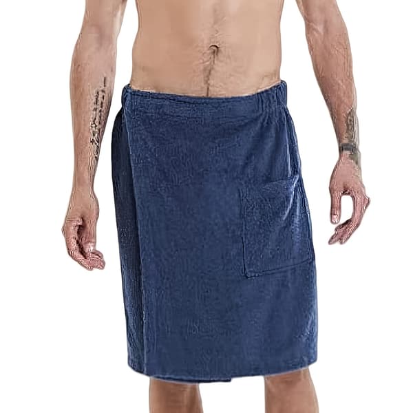 Justerbart badehåndkle for menn med lommer, egnet for treningsdusjer, badstuer, spa og stranden. Grå Grey