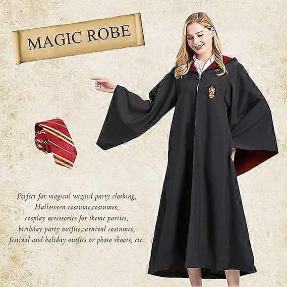 (L) Gryffindor Troldmandskåbe Gryffindor Uniform Kåbe, Kappe og Slips, Troldmandstøj til Voksne, Halloween Cosplay