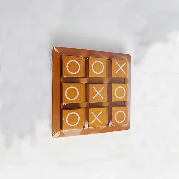 Wooden Tic-Tac-Toe Game - Educational Two-Player Tabletop Game for Kids; Interactive Toy for Parent-Child Bonding and Logical Thinking
