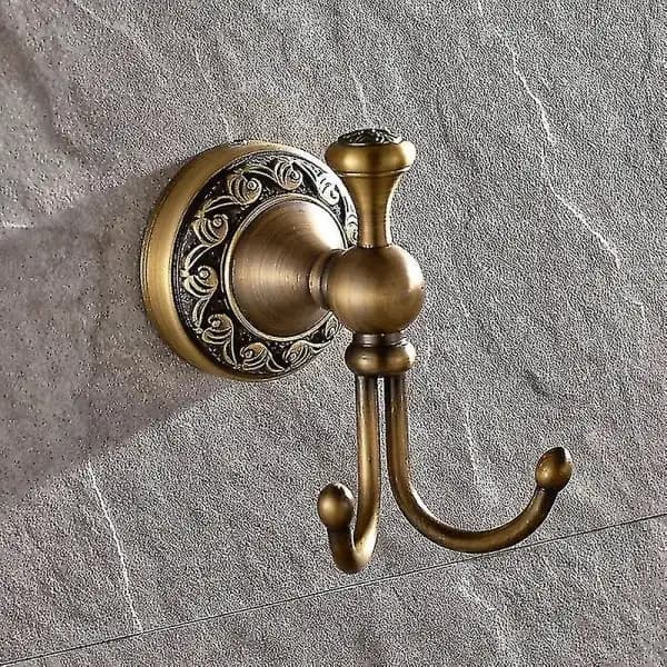 Retro Messing Vægkrog med 2 Bøjler og Toiletpapirholder [JUN]