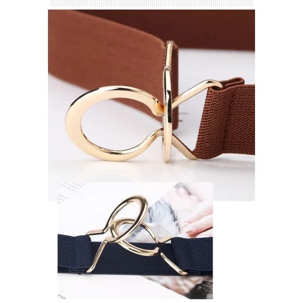 Women's Wide Belt with Metal Buckle (Various Colors) (1 pc) (Polyester Silk with Latex Silk)