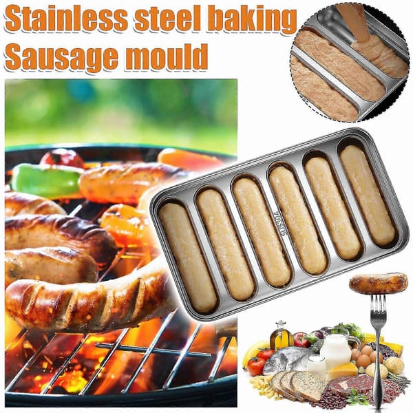 Pølseform i rustfritt stål for baking, husholdningsform som tåler høye temperaturer Sølv Silver
