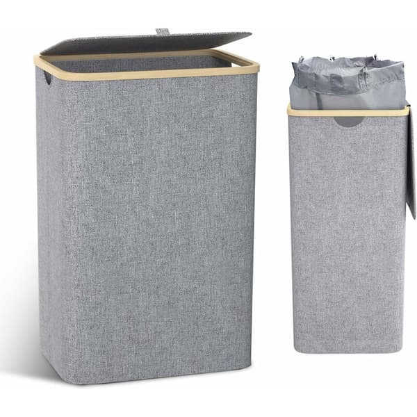 100L Laundry Basket with Lid Laundry Hamper with Handles Dirty Clothes Hamper, Large Foldable Laundry Basket with Inner Bag