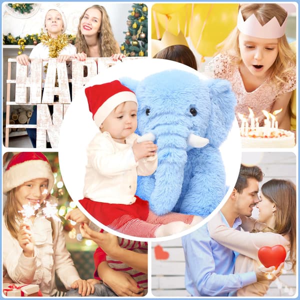 Blå Elefant Bamse til Piger, Kawaii Nuttede Elefant Plysdyr Blødt Legetøj, Sød (45cm)